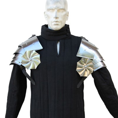 Pauldrons Asymmetrical with Rondel – Steel Shoulder Armor