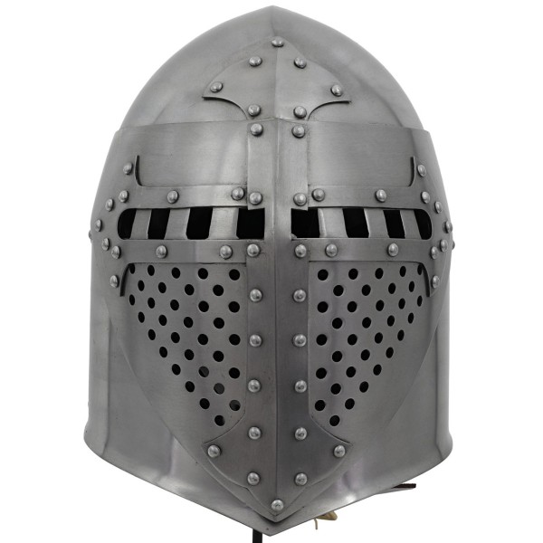 Full Face Sugar Loaf Helm with Leather Liner – Classic Medieval Armor with Premium Lining