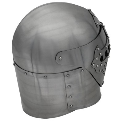 Full Face Sugar Loaf Helm – 16-Gauge Medieval Armor with Leather