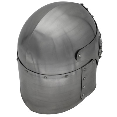 Full Face Sugar Loaf Helm – 16-Gauge Medieval Armor with Leather