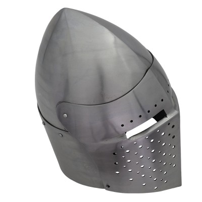 Italian Visored Barbuta Helmet – 16-Gauge Steel with Brass Accents