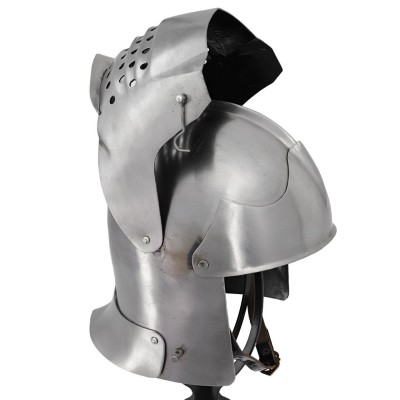 Bellow Face Sallet Helmet – Medieval Steel Armor with Leather Liner