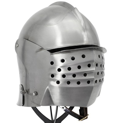 Bellow Face Sallet Helmet – Medieval Steel Armor with Leather Liner