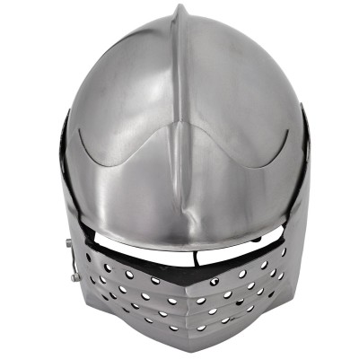 Bellow Face Sallet Helmet – Medieval Steel Armor with Leather Liner