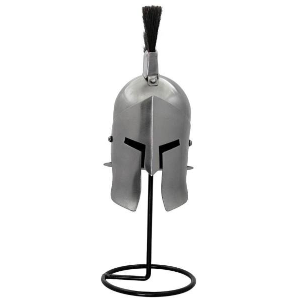 Mini Spartan Helmet – 20G Steel with Black Plume & Iron Stand