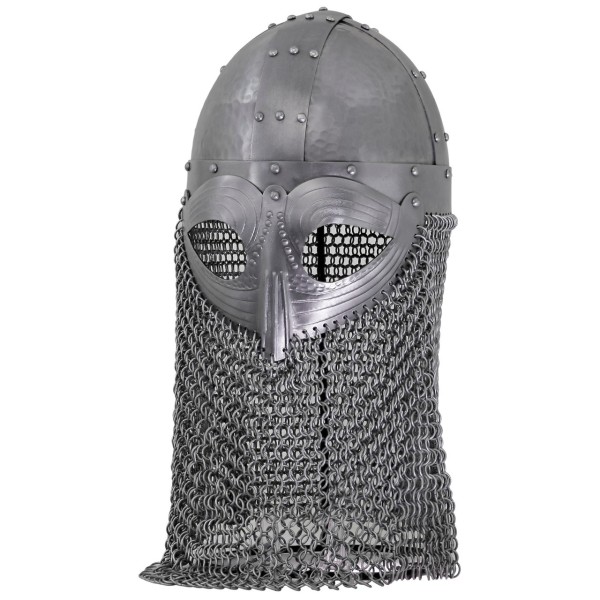 Slash Guard Vendel Helmet – 16G Steel Viking Helm w/ Chainmail