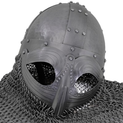 Slash Guard Viking Vendel Helmet – 16G Steel w/ Chainmail