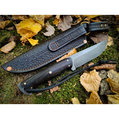 Custom Handmade Knife – Black Oak Handle, Sharp & Durable