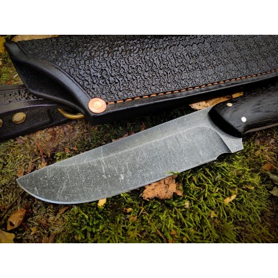 Custom Handmade Knife – Black Oak Handle, Sharp & Durable