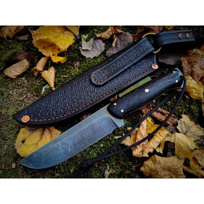 Custom Handmade Knife – Black Oak Handle, Sharp & Durable