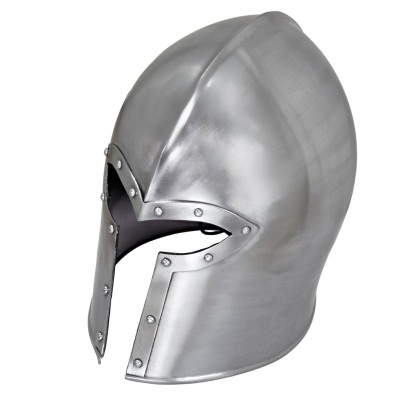 Bearded Combatant 16G Steel Barbuta Helmet – Medieval Armor