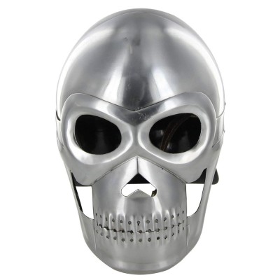 Fantasy Knight Skull Helmet – 18G Steel Battle Armor & Leather Liner