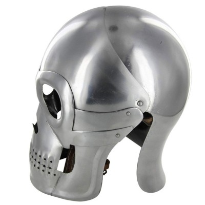 Fantasy Knight Skull Helmet – 18G Steel Battle Armor & Leather Liner