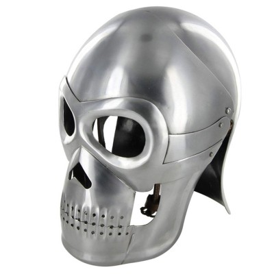 Fantasy Knight Skull Helmet – 18G Steel Battle Armor & Leather Liner