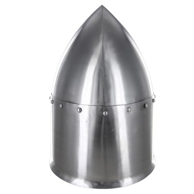 Medieval 20G Knights Sugarloaf Helmet – Steel & Brass Accents