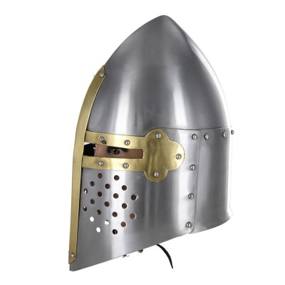 Medieval 20G Knights Sugarloaf Helmet – Steel & Brass Accents