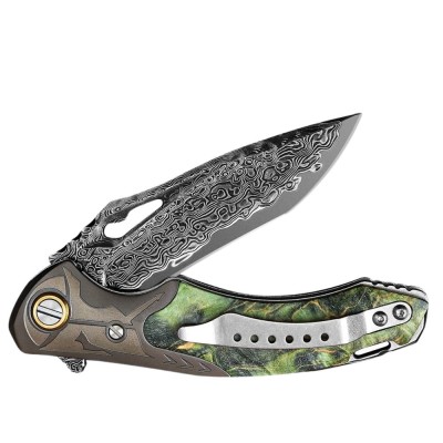 Hades Damascus Folding Knife | VG10 Blade & Maple Burl Handle