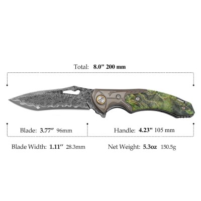 Hades Damascus Folding Knife | VG10 Blade & Maple Burl Handle