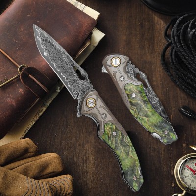 Hades Damascus Folding Knife | VG10 Blade & Maple Burl Handle