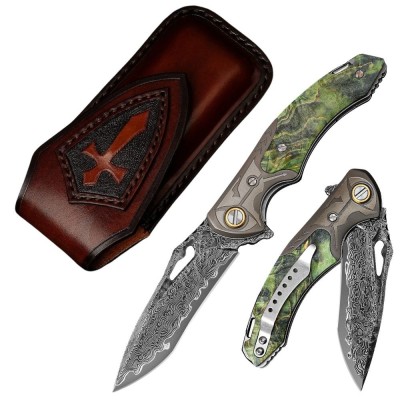 Hades Damascus Folding Knife | VG10 Blade & Maple Burl Handle