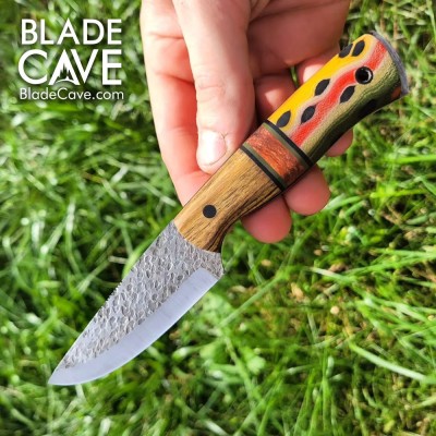 Handmade Bushcraft Knife – Red Dyed Maple & G-Carta Handle