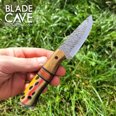 Handmade Bushcraft Knife – Red Dyed Maple & G-Carta Handle