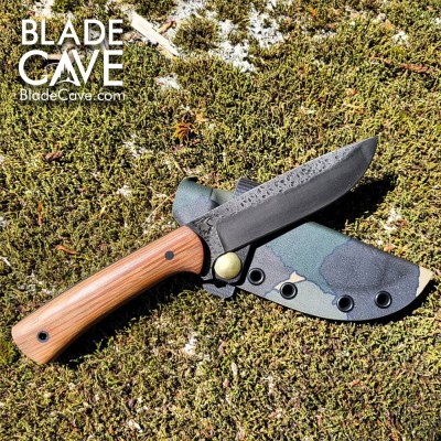 Handmade 80CrV2 Bushcraft Knife – White Wenge Handle