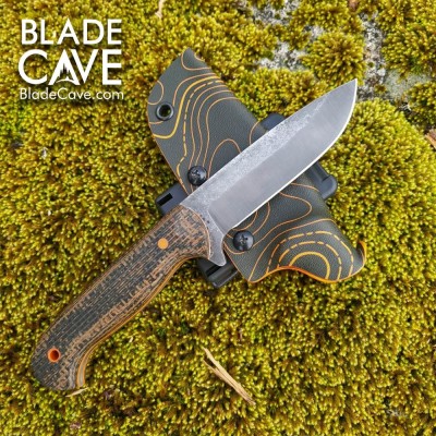 Custom Hunter Knife – 26C3 Steel, Burlap Micarta, Kydex Sheath