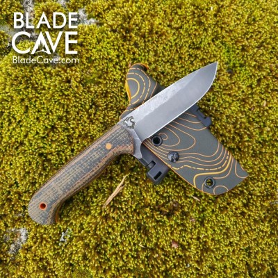 Custom Hunter Knife – 26C3 Steel, Burlap Micarta, Kydex Sheath