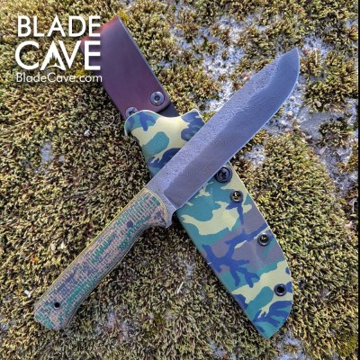 Custom Damascus Bushcraft Knife – Firehose Micarta Handle