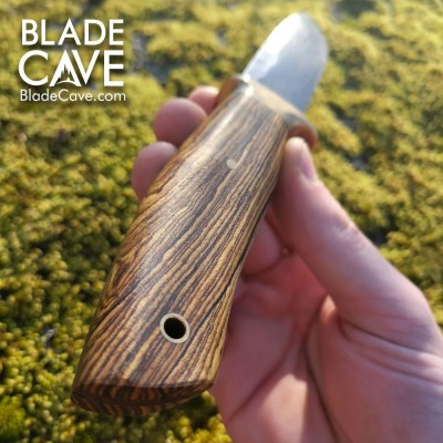 Handmade Damascus Bushcraft Knife – Camo Micarta Handle