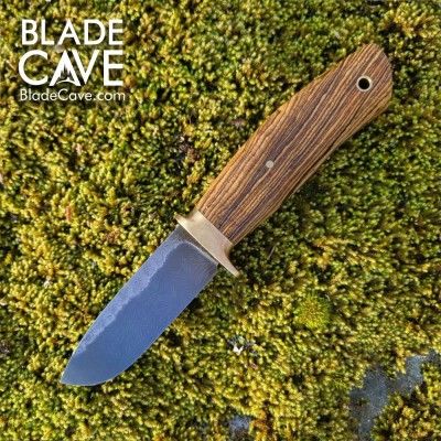 Handmade Damascus Bushcraft Knife – Camo Micarta Handle