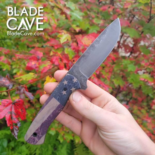 80CrV2 Custom Knife with American Flag Handle