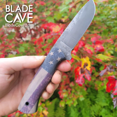 80CrV2 Custom Knife with Flag Handle