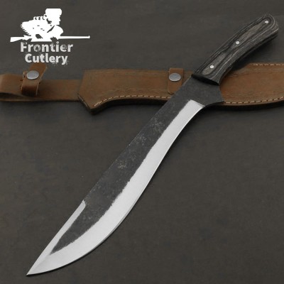 Hand-Forged Carbon Steel Machete – Wood Handle, Leather Sheath