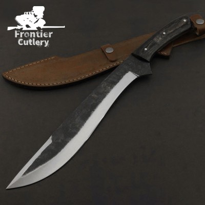 Hand-Forged Carbon Steel Machete – Wood Handle, Leather Sheath