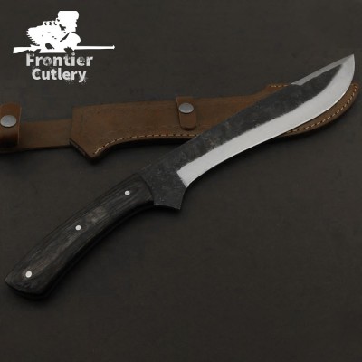 Hand-Forged Carbon Steel Machete – Wood Handle, Leather Sheath