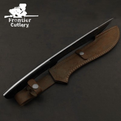 Hand-Forged Carbon Steel Machete – Wood Handle, Leather Sheath