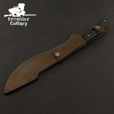 Hand-Forged Carbon Steel Machete – Wood Handle, Leather Sheath