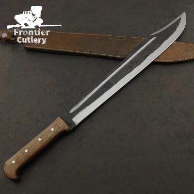 Hand-Forged Carbon Steel Machete – 21" Blade, Wood Handle, Sheath