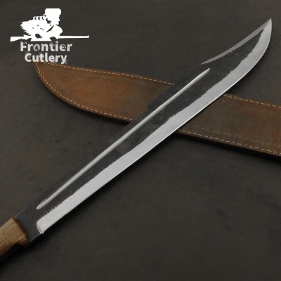 Hand-Forged Carbon Steel Machete – 21" Blade, Wood Handle, Sheath