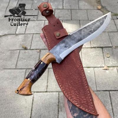 Custom Handcrafted Heavy Duty Machete – 11" Blade, Leather Sheath