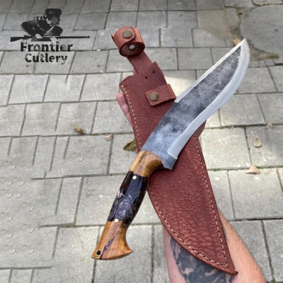 Custom Handcrafted Heavy Duty Machete – 11" Blade, Leather Sheath