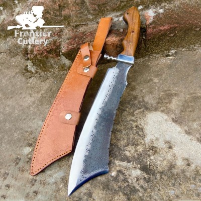 Handmade Carbon Steel Machete – 11.5" Blade, Rosewood Handle