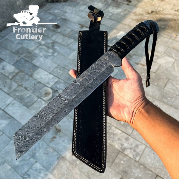 Handmade Damascus Steel Rambo Machete Knife