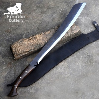 Hand-Forged Full Tang Machete – Carbon Steel Blade with Leather Sheath