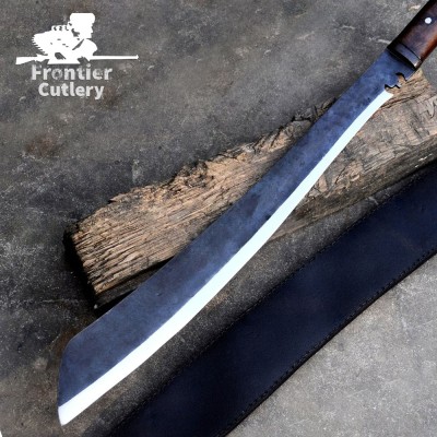 Hand-Forged Full Tang Machete – Carbon Steel Blade with Leather Sheath