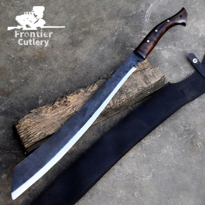 Hand-Forged Full Tang Machete – Carbon Steel Blade with Leather Sheath