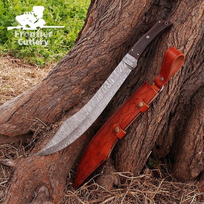 Handmade Damascus Steel Machete – Hunting & Survival Short Sword