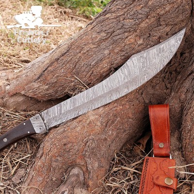 Handmade Damascus Steel Machete – Hunting & Survival Short Sword